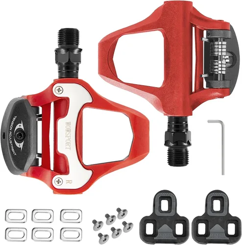 Miniatura 9 de WOWSPORT Look Keo Pedales de bicicleta de carretera, pedales ligeros sin clip con rodamientos sellados y cuerpo de nailon/carbono Husillo de 9/16
