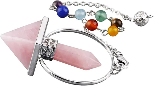 Miniatura 2 de TUMBEELLUWA Cristal curativo Cuarzo 7 Chakra Péndulo Dowsing Piedra Reiki