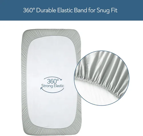 Miniatura 3 de Sábanas ajustadas elásticas para cuna para niños y niñas, paquete de 2 - Sábanas ajustadas para cuna neutrales para cuna estándar y cama para niños