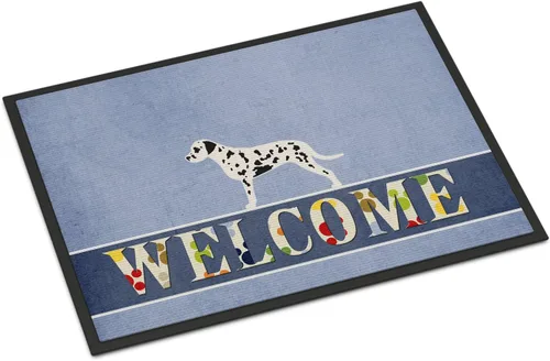 Caroline's Treasures BB5487MAT - Felpudo dálmata de bienvenida de 18 x 27 pulgadas, para interiores y exteriores, para entrada, antideslizante,