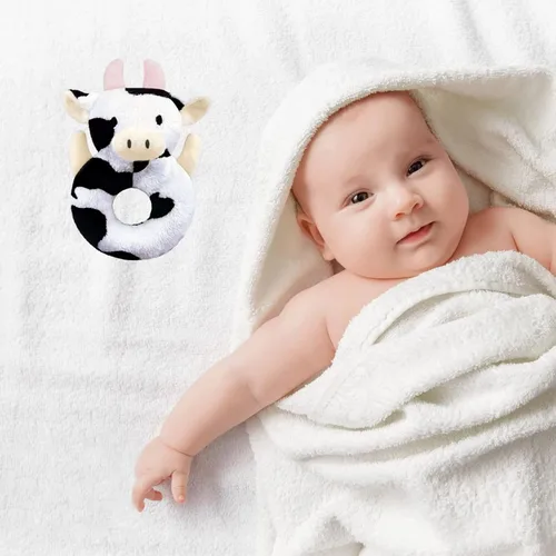 Miniatura 5 de Juguete suave de sonajero de vaca bebé, ganado lechero de felpa para bebés, juguete de peluche fácil de agarrar, regalos para recién nacidos, bebés