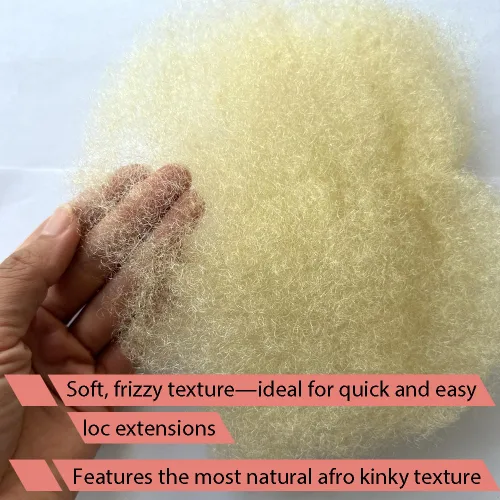 Miniatura 2 de Cabello humano afro ajustado para rastas, ideal para hacer mechas, reparar extensiones, torcer o trenzas, 4 manojos por paquete, rubio claro #613