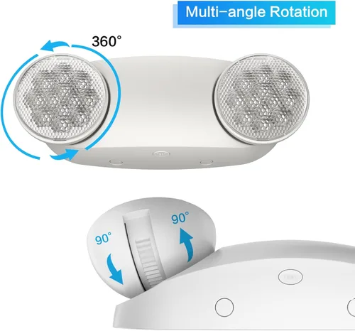 Miniatura 7 de Paquete de 6 luces de emergencia para negocios, con batería de respaldo, cable duro, certificado UL 924, CA 120/277V, iluminación de emergencia LED