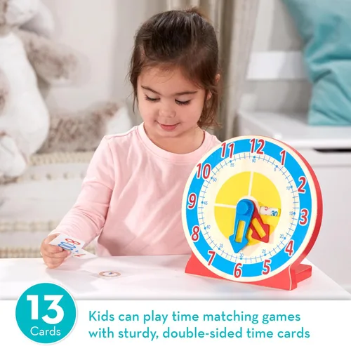 Miniatura 10 de Reloj de madera educativo para niños, con tarjetas reversibles de hora; juguete "Turn & Tell" de Melissa & Doug