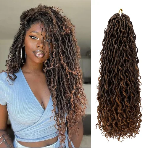 Miniatura 14 de Goddess Locs - Cabello de ganchillo de 10 pulgadas, 7 paquetes de cabello de ganchillo bohemio sintético para mujeres negras, rastas de ganchillo #1B