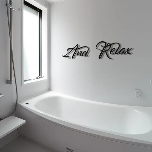 Miniatura 6 de LIYAOLI Arte de Pared de Metal Negro Relajante, Letrero de Relajación Moderno Decoración de Letras para Baño, Letrero Decorativo de 3D en Metal