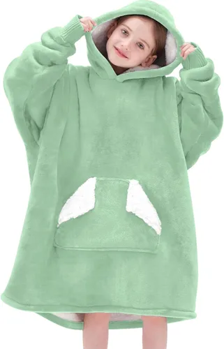 Miniatura 14 de Touchat Manta Ponible con Capucha, Sudadera de Manta Sherpa Oversized con Capucha, Bolsillo y Mangas, Manta con Capucha de Felpa Súper Suave y Rosa