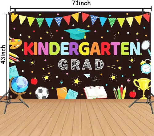 Miniatura 2 de Decoraciones de fiesta de graduación de jardín de infantes, telón de fondo de graduación preescolar para niños, suministros de ceremonia de Negro