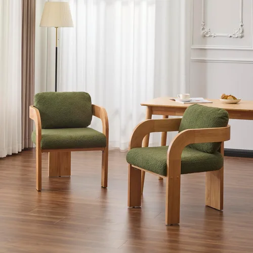 Miniatura 18 de Christopher Knight Home Yorick - Juego de 2 sillas de comedor modernas con cojín, juego de sillones de comedor de madera maciza, respaldo curvado