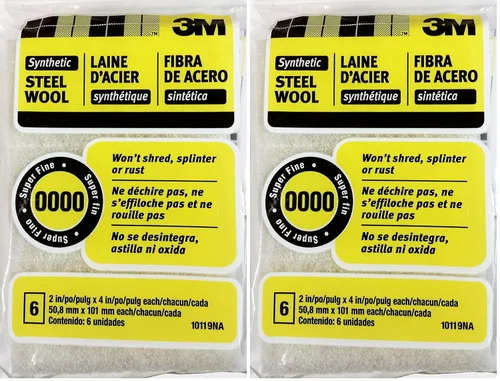 Miniatura 3 de 3M Almohadillas de lana de acero sintético, 000 extra finas, 6 almohadillas, uso húmedo o seco, compatible con pelacables y acabados a base de agua
