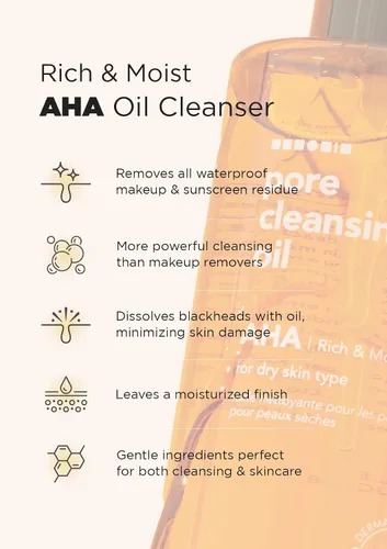 Miniatura 4 de Hanskin Aceite limpiador de poros con ácido hidroxi alfa, muestra de tamaño pequeño, removedor de maquillaje exfoliante, juego de limpiador facial