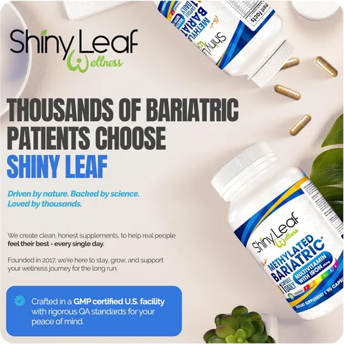 Miniatura 8 de Shiny Leaf Multivitamínico bariátrico metilado con hierro 45 mg – Cápsula una vez al día, fabricado en Estados Unidos, vitaminas bariátricas