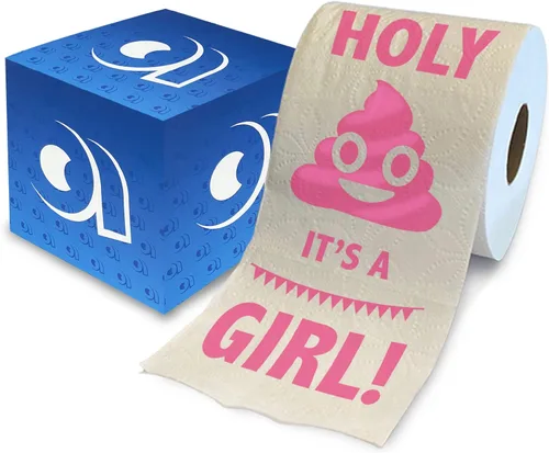 Printed TP Holy It's a Girl! Regalo de papel higiénico impreso para revelación de género, divertido rollo para niñas, regalos de fiesta de baby Rosa