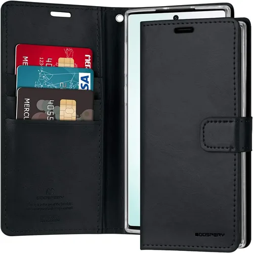 Miniatura 39 de GOOSPERY Blue Moon Wallet para Samsung Galaxy Note 10 Case (2019) Funda de cuero con tapa (Negro)