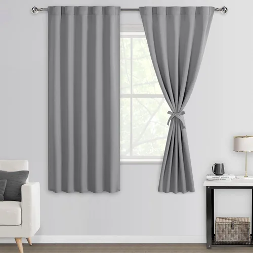 Miniatura 75 de DWCN Cortinas opacas con pestaña trasera para ventana - Cortinas opacas con bolsillo para barra para oscurecer la habitación para dormitorio/sala