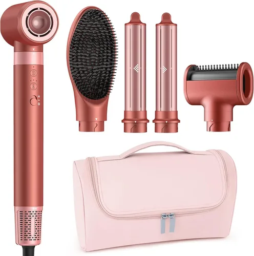 MESCOMB 5 in 1 High-Speed Hot Air Styler, Professional Frizz-Free Hair Dryer Brush, Fast Drying, No Heat Damage Air Styler Wrap for Curl, Volumize,