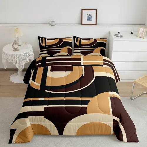 Miniatura 2 de Feelyou Juego de ropa de cama abstracta suave para niños y niñas, juego de edredón geométrico tamaño individual, edredón de rayas de microfibra