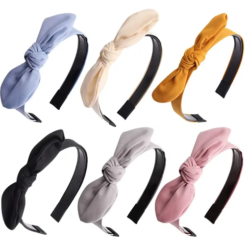 Paquete de 6 diademas con lazo anudado para mujeres y niñas, bonitos accesorios para el cabello con nudos finos, adecuadas para niños de 8 a 12 años