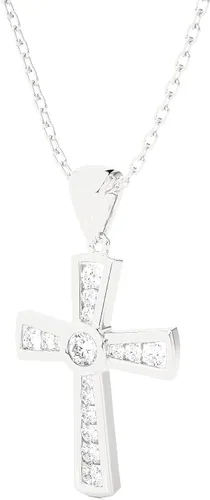 Collar con colgante de cruz de diamante cultivado en laboratorio de 120-12 CT para mujer, cadena de plata de ley 925 de 16 pulgadas, regalo de