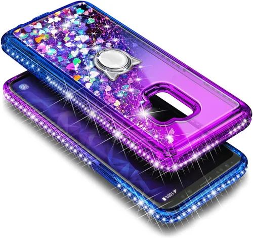 Miniatura 157 de NGB - Funda de teléfono diseñada para Samsung Galaxy S9+ Plus, morado/azul, con purpurina líquida para mujeres y niñas, con protector de pantalla