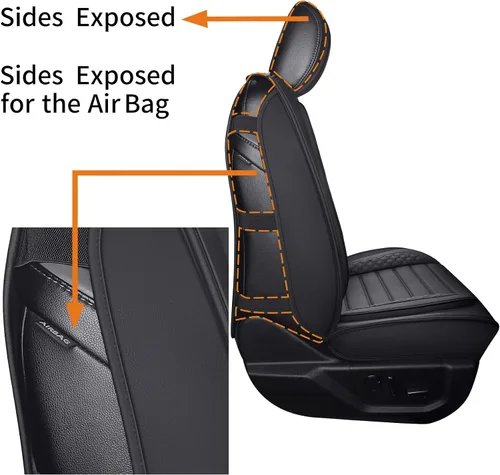 Miniatura 4 de YIERTAI Fundas de asiento de coche para asientos delanteros F150 2009-2022 y 2017-2022 F250 F350 F450 2017-2022 protectores de cojín de cuero