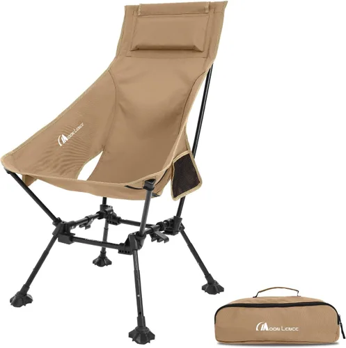 Miniatura 13 de MOON LENCE Sillas de camping plegables con respaldo alto, altura ajustable, asiento ampliado, para playa con pies antideslizantes (negro-Plus)