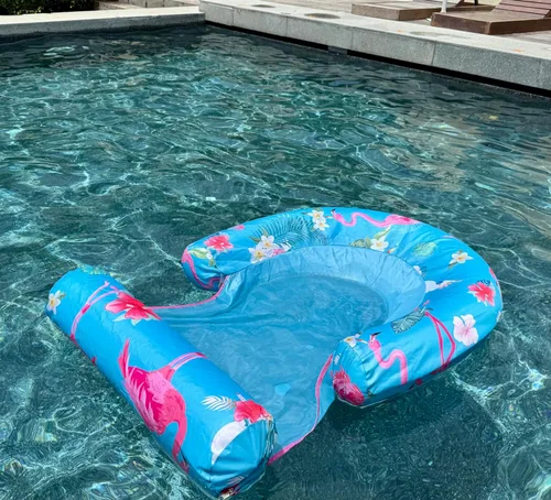 Miniatura 4 de Paquete de 2 flotadores de piscina para adultos, tumbona flotante de piscina con reposabrazaderas, silla flotante para adultos para piscina, playa