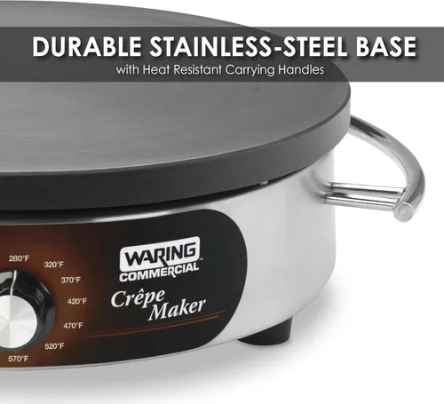 Miniatura 6 de Waring Commercial WSC160X - Máquina de crepas eléctrica comercial de 16 pulgadas, superficie de cocción de hierro fundido, base de acero inoxidable