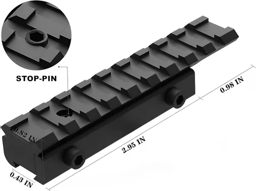 Miniatura 2 de Adaptador de riel de cola de milano a Picatinny de 0.433 in a 0.827 in Picatinny/Rail Convertir Mount - Adaptador de riel elevador de alcance