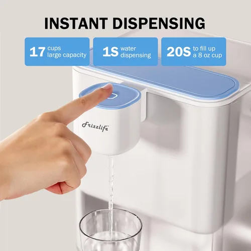 Miniatura 7 de Frizzlife MD40 - Dispensador de filtro de agua eléctrico con 6 filtros, 400 galones, NSF/ANSI 53 & 42 y 372, reduce el plomo, PFAS, jarra de vida