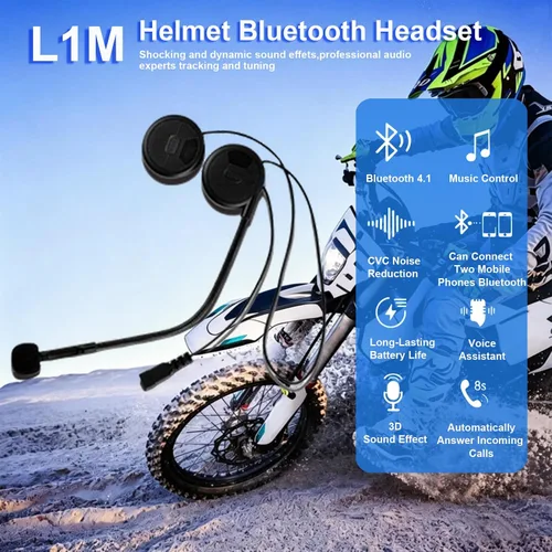 Miniatura 2 de QSPORTPEAK L1M Casco de motocicleta Bluetooth auricular auricular impermeable intercomunicador interfono micrófono incorporado