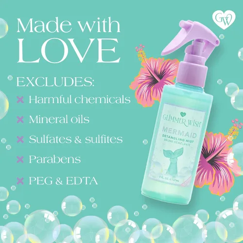 Miniatura 5 de Glimmer Wish Espray desenredante de cabello de sirena, acondicionador sin enjuague para niños y mujeres, cuidado del cabello sin enredos, espray