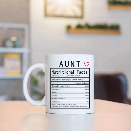 Miniatura 3 de Auntie Nutrition Facts - Taza de café de 11 onzas, caja de regalo para tía, tía de sobrino, sobrina, día de la madre, regalos de cumpleaños