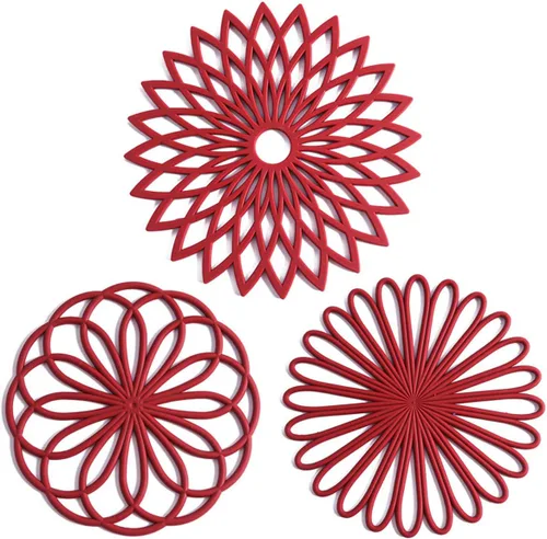Miniatura 8 de Juego de 3 salvamanteles de silicona, almohadillas calientes para mesa y encimera, salvamanteles para platos calientes, antideslizantes y 2-GRIS