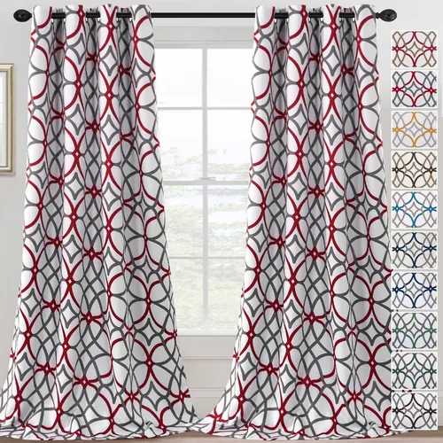 Miniatura 12 de H.VERSAILTEX Cortinas opacas con diseño impreso de 54 pulgadas de largo, juego de 2 paneles de cortinas con aislamiento térmico para dormitorio