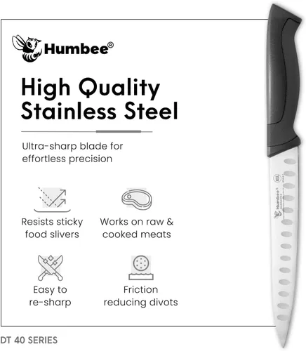 Miniatura 5 de Cuchillo rebanador de 8 pulgadas con borde Granton, negro, serie DT-40 negro / negro