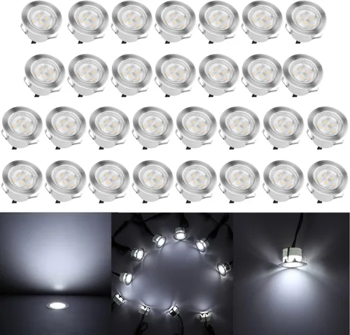 Miniatura 33 de lámpara LED decorativa de bajo voltaje de 1 vatio, impermeable, para exteriores, patio, jardín, escaleras Blanco cálido
