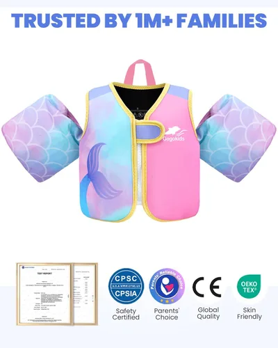 Miniatura 2 de Gogokids Chaleco de natación para bebé, flotadores para niños de 33-66 libras, chaqueta de natación para niños con alas de agua para niños de 2 3 4