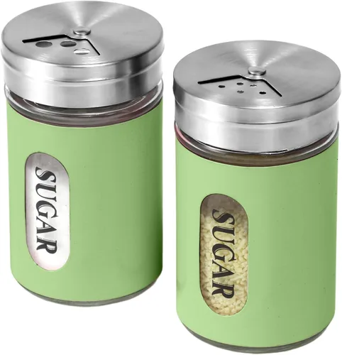 Miniatura 15 de Espolvoreador de Azúcar de Acero Inoxidable y Vidrio con Agujeros de Vertido Ajustables Espolvoreador de Canela Para Barra de Café, juego de 2 Blanco
