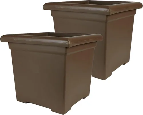 Miniatura 17 de The HC Companies Maceta cuadrada Accent con drenaje – Macetas clásicas para plantas de exterior y plantas de interior – Maceta cuadrada ligera