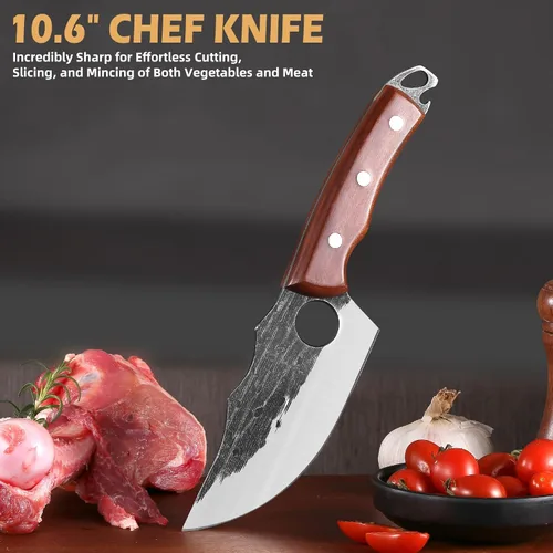 Miniatura 3 de Juego de 3 cuchillos de chef, juego de cuchillos de carnicero de cocina japonesa, cuchillos de chef serbios, cuchillos de deshuesado vikingos, acero