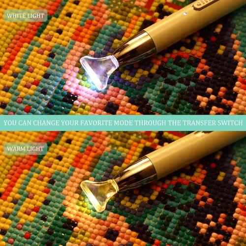 Miniatura 4 de Zonon 27 accesorios de arte con diamantes de imitación, incluye bolígrafo de pintura LED recargable por USB, 20 arcilla adhesiva, 5 puntas