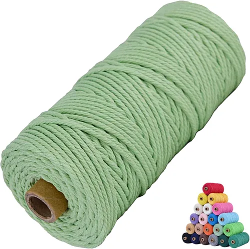 Miniatura 63 de Cuerda de algodón para macramé, de 0.11 pulgadas x 109 yardas, cuerda de macramé natural marrón, suministros perfectos de algodón para hacer