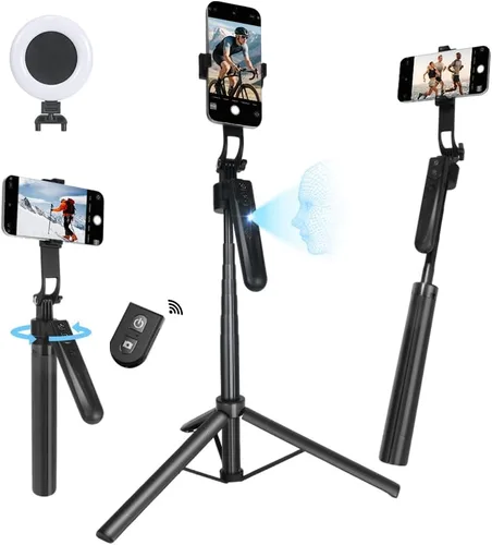 Soporte de Trípode para Teléfono con Seguimiento Automático de Rostro Extensible, Compatible con Android/iPhone, Palos para Selfies con Rotación de