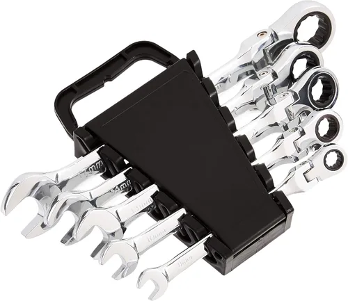 Miniatura 5 de Amazon Basics Juego de llaves de trinquete, cabezal flexible SAE flexible, 5 piezas
