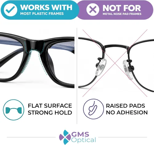 Miniatura 4 de GMS Optical® 0.1 in adhesivo antideslizante contorneado almohadillas de nariz de lente de silicona suave con súper pegajoso respaldo - 5 pares