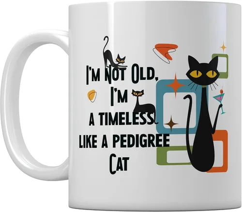 Timeless Classic Pedigree Cat - Taza de café divertida | Regalo perfecto para los amantes del té, cumpleaños, día de la madre | Taza de café retro