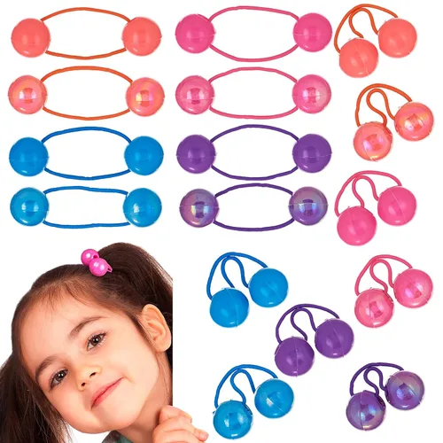16 piezas Coletas Bolas de 24MM (0.94 in) Elásticos para Cabello Colección Bolas de Coleta de Colores Brillantes Para Niñas y Niños Pequeños Liso