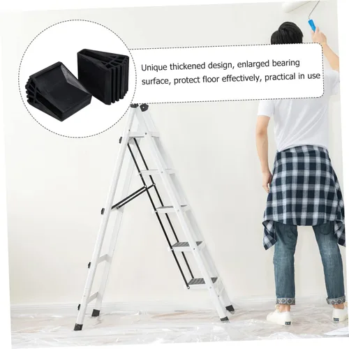 Miniatura 3 de Hemobllo Fundas para patas de escalera, 4 unidades, antideslizantes, accesorios de escalera plegables, almohadillas de goma para pies de escalera