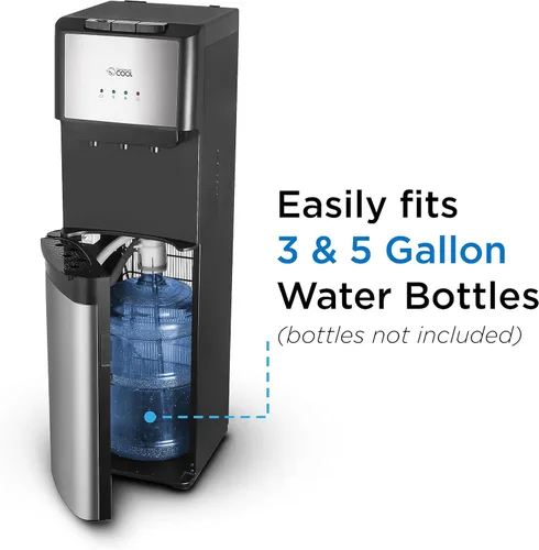 Miniatura 3 de Commercial Cool Dispensador de agua de carga inferior, para botellas de agua de 3 o 5 galones, color negro con puerta y borde de acero inoxidable